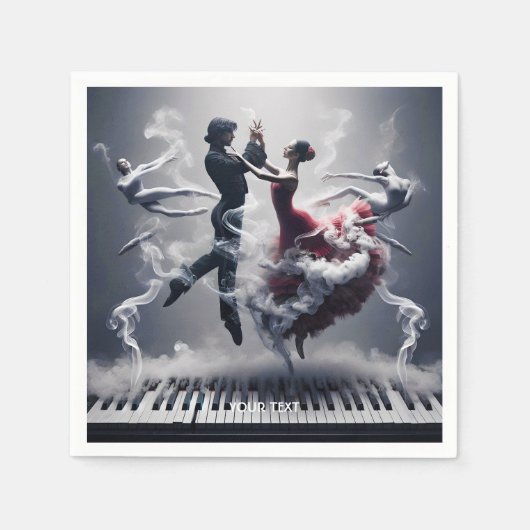 ファンタジーキュートダンサーバレリーナピアノ スタンダードカクテルナプキン (正面)