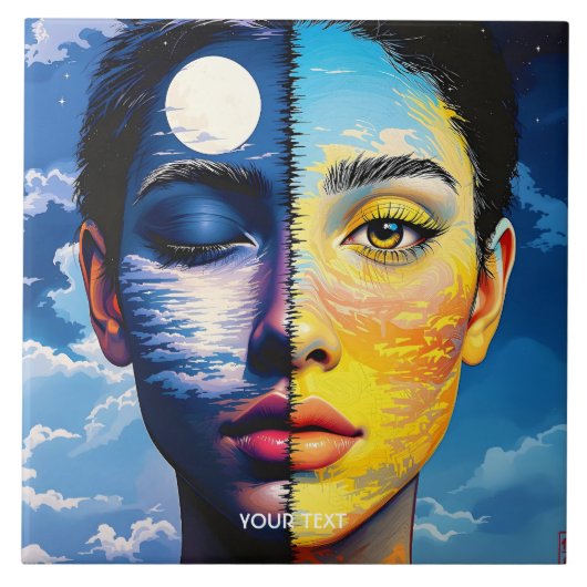 ファンタジーキュートデイナイト顔 タイル (正面)