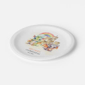 ファンタジーキュートドラゴンキャッスルレインボー子供の誕生日 ペーパープレート (アングル)