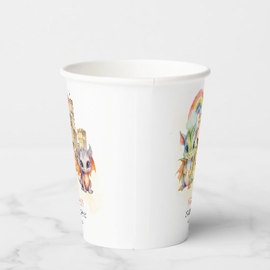 ファンタジーキュートドラゴンキャッスルレインボー子供の誕生日 紙コップ (右)