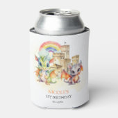 ファンタジーキュートドラゴンキャッスルレインボー子供の誕生日 缶クーラー (缶正面)