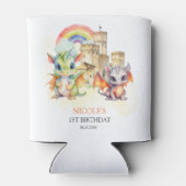 ファンタジーキュートドラゴンキャッスルレインボー子供の誕生日 缶クーラー (裏面)