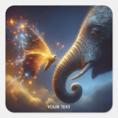 ファンタジーキュートバタフライベビーゾウ スクエアシール (正面)