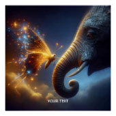 ファンタジーキュートバタフライベビーゾウ ポスター (正面)