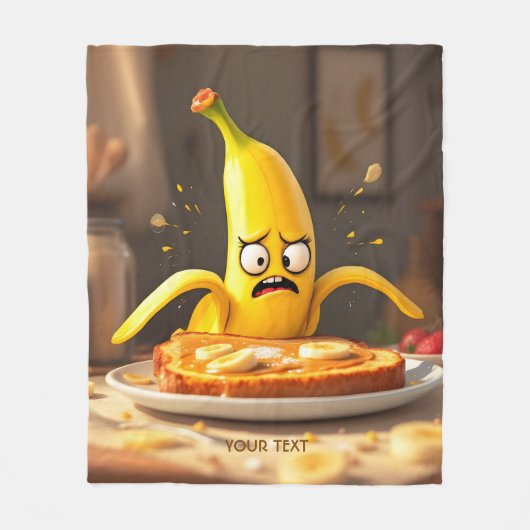 ファンタジーキュートバターバナナトースト フリースブランケット (正面)
