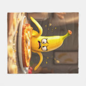 ファンタジーキュートバターバナナトースト フリースブランケット (正面(横))