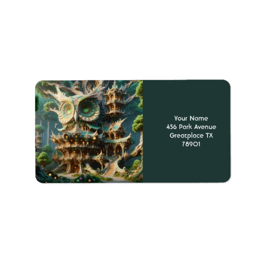 ファンタジーキュートフクロウツリーハウス ラベル (正面)