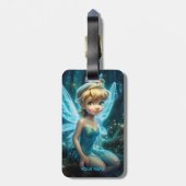 ファンタジーキュートブルー魔法フェアリー ラゲッジタグ (裏面縦)