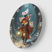 ファンタジーキュートベイビーフォックスマウス ラージ壁時計 (傾斜)
