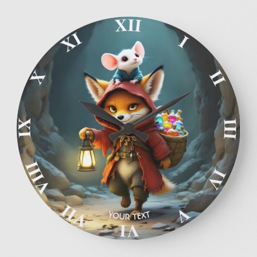 ファンタジーキュートベイビーフォックスマウス ラージ壁時計 (正面)
