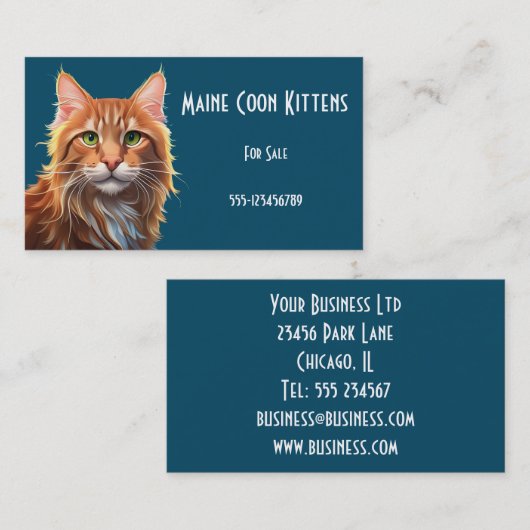 ファンタジーキュートメーンクーンキャット、ファンタジーヴィンテージ 名刺 (正面/裏面)