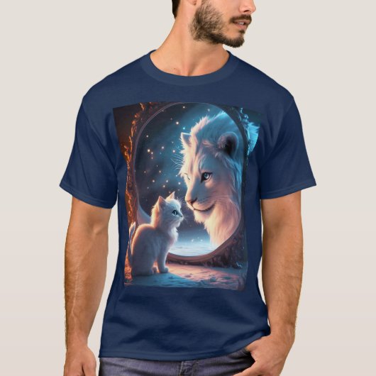 ファンタジーキュートライオンキットン鏡 Tシャツ (正面)