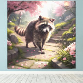 ファンタジーキュートラクーン桜ガーデン キャンバスプリント (インサイチュ (ウッドフロア))