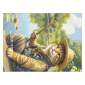 ファンタジーキュートレイクキャット魚釣り テーブルクロス (正面(横))