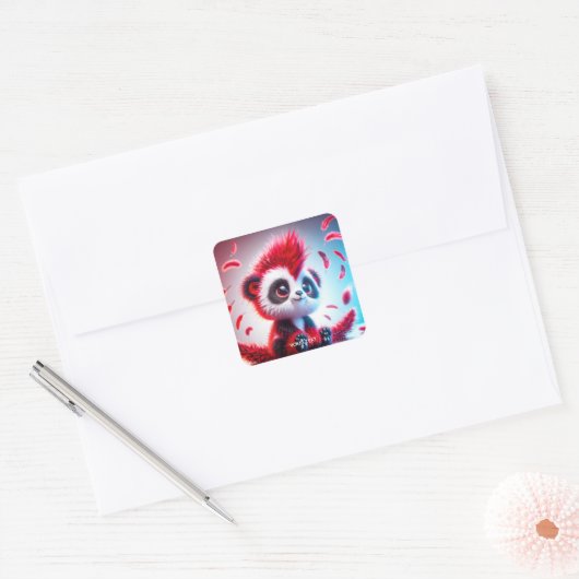 ファンタジーキュートレッドパンダベビー スクエアシール (封筒)