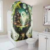 ファンタジーキュートヴィヴィヴィッドツリーハウスムーン シャワーカーテン (インサイチュ)