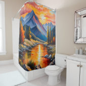 ファンタジーキュートヴィヴィヴィッドマウンテンズゴーアッシュスタイル シャワーカーテン (インサイチュ)