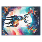 ファンタジーキュートヴィヴィヴィヴィッドディアキュービストスタイル テーブルクロス (正面(横))