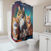 ファンタジーキュートヴィヴィヴィヴィッドメーンクーンファミリー シャワーカーテン