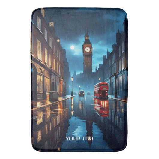 ファンタジーキュート夕べロンドンレイン バスマット (正面縦)
