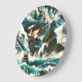 ファンタジーキュート海賊船海 ラージ壁時計 (傾斜)