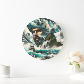 ファンタジーキュート海賊船海 ラージ壁時計 (ホーム)