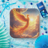 ファンタジーキュート燃えるフェニックスが登場 ペーパープレート (パーティー)