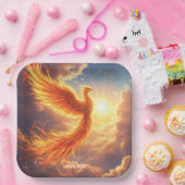 ファンタジーキュート燃えるフェニックスが登場 ペーパープレート (パーティー)