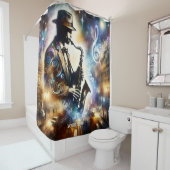 ファンタジーキュート通りミュージシャンサックス シャワーカーテン