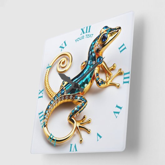 ファンタジーキュート鮮やかなアールデコゲッコ スクエア壁時計 (傾斜)