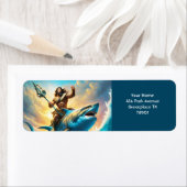 ファンタジーキュート鮮やかなギリシャのゴッドシャーク ラベル (インサイチュ)