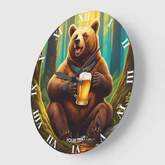 ファンタジーキュート鮮やかなクマのビアフォレスト ラージ壁時計 (傾斜)