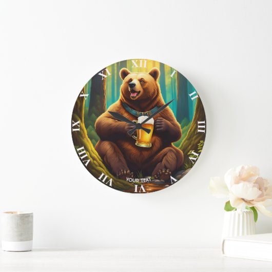 ファンタジーキュート鮮やかなクマのビアフォレスト ラージ壁時計 (ホーム)