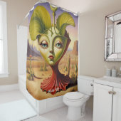 ファンタジーキュート鮮やかなシュール顔砂漠 シャワーカーテン (インサイチュ)