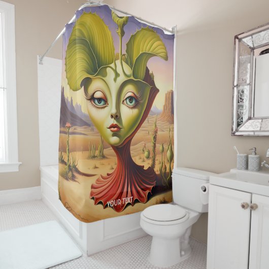 ファンタジーキュート鮮やかなシュール顔砂漠 シャワーカーテン (インサイチュ)