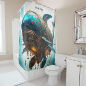 ファンタジーキュート鮮やかなスチームパンクホエールシー シャワーカーテン (インサイチュ)
