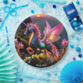 ファンタジーキュート鮮やかなユニコーンフィリグラーレース ペーパープレート (パーティー)