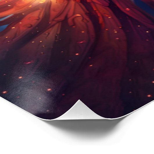 ファンタジーキュート鮮やかなライジングフェニックス ポスター (コーナー)