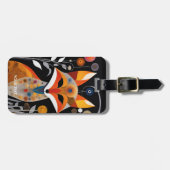 ファンタジーキュート鮮やかな抽象芸術キュビストキツネ ラゲッジタグ (正面横)