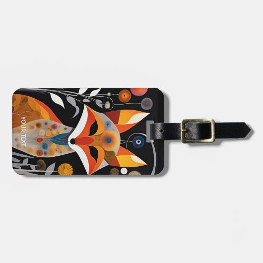 ファンタジーキュート鮮やかな抽象芸術キュビストキツネ ラゲッジタグ (正面横)