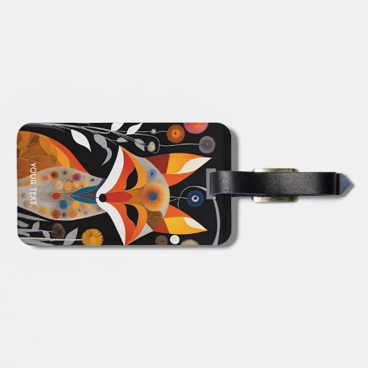 ファンタジーキュート鮮やかな抽象芸術キュビストキツネ ラゲッジタグ (裏面横)