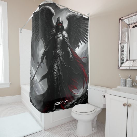 ファンタジーキュート鮮やかな暗黒の怖い天使 シャワーカーテン (インサイチュ)