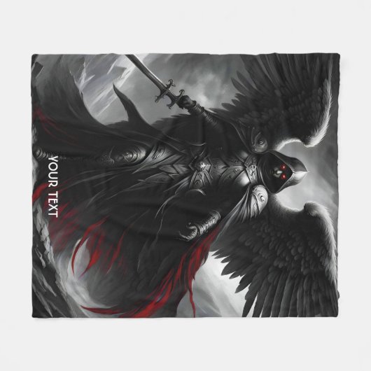 ファンタジーキュート鮮やかな暗黒の怖い天使 フリースブランケット (正面(横))