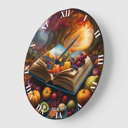 ファンタジーキュート鮮やかな秋ハーベストフェスティバル ラージ壁時計 (傾斜)