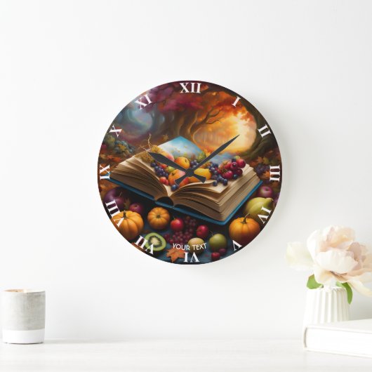 ファンタジーキュート鮮やかな秋ハーベストフェスティバル ラージ壁時計 (ホーム)