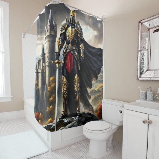 ファンタジーキュート鮮やかな輝く騎士の王 シャワーカーテン (インサイチュ)