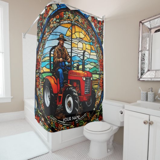 ファンタジーキュート鮮やかな農家イントラクター シャワーカーテン (インサイチュ)