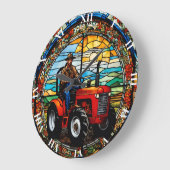 ファンタジーキュート鮮やかな農家イントラクター ラージ壁時計 (傾斜)