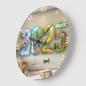 ファンタジーキュート2025年数字 ラージ壁時計 (傾斜)