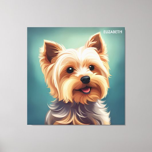 ファンタジーキュートYorkshire Terrier、ヴィンテージファンタジー キャンバスプリント (正面)